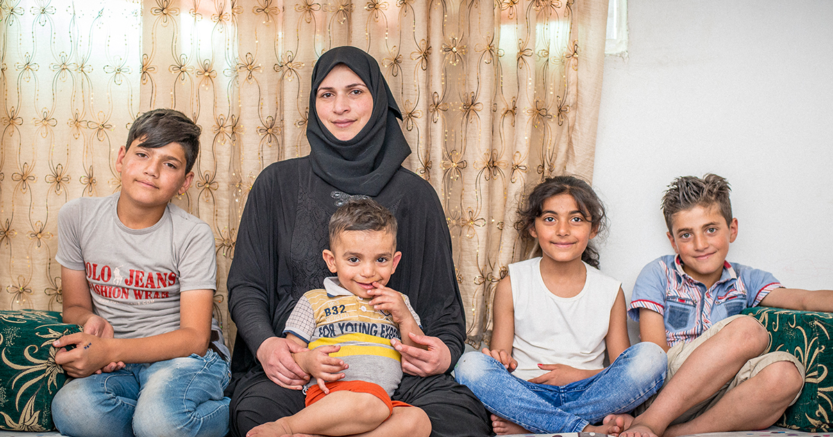 Fatima with four of her children